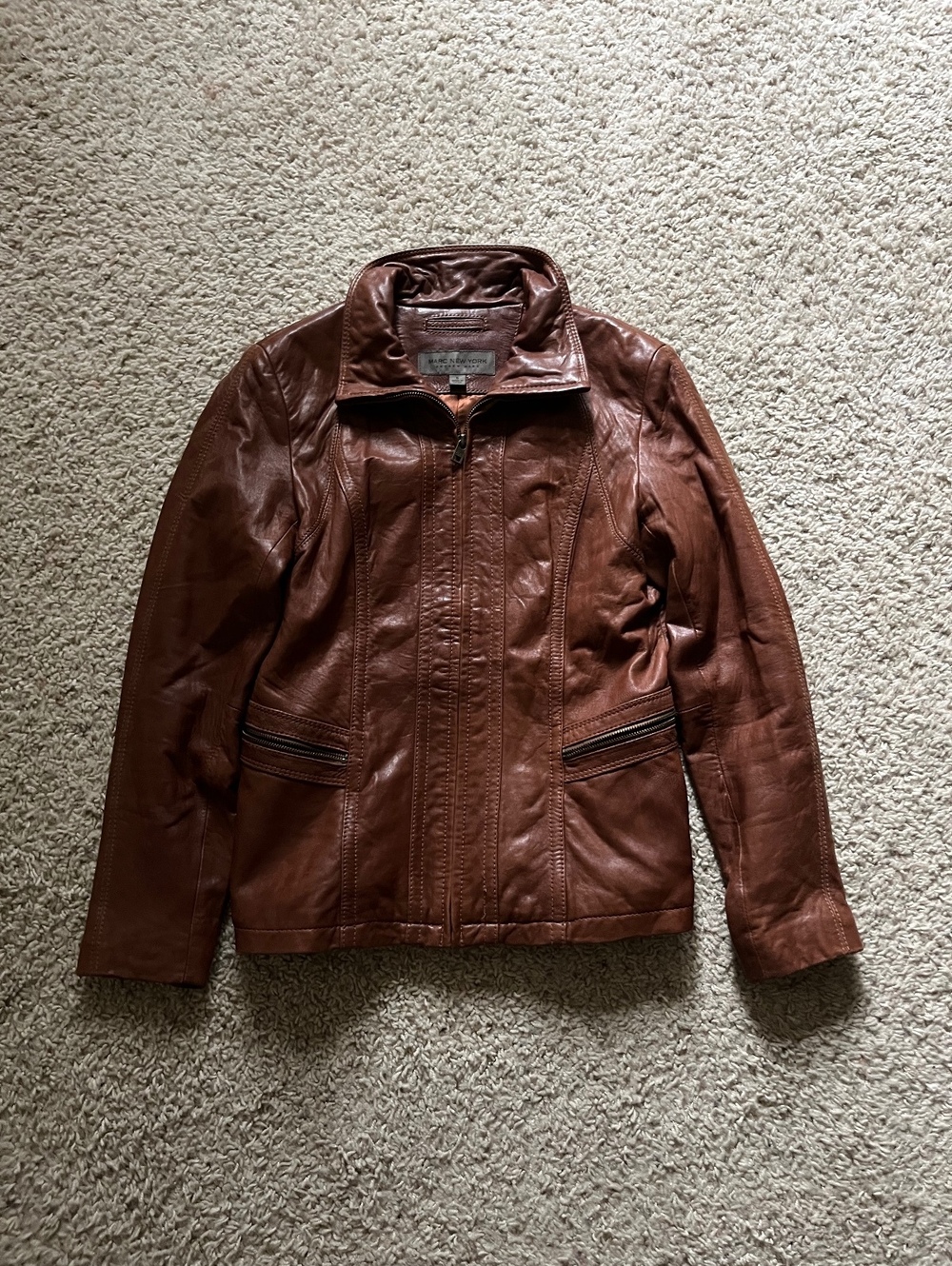 Marc New York Andrew Marc Brown Leather Jacket Size S